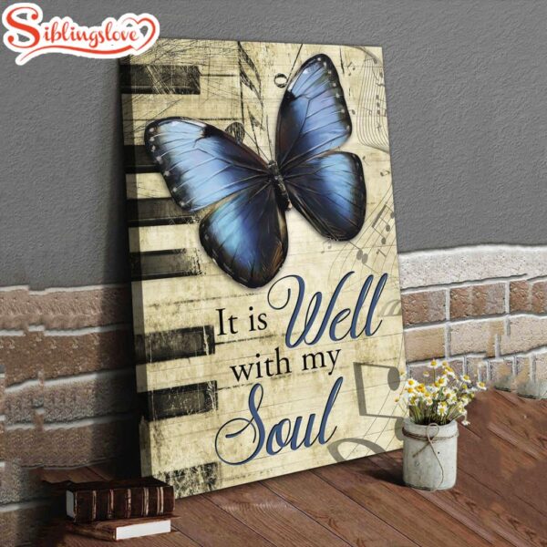 It Is Well With My Soul Wall Art Canvas, Butterfly Canvas Wall Art