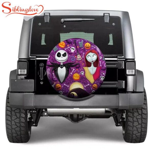 Jack And Sally Halloween Pattern Spare Tire Covers