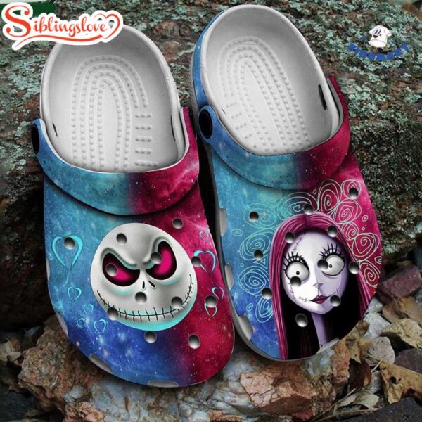 Jack and Sally Pink And Blue Portrait Halloween Clogs Shoes Cartoon Clogs