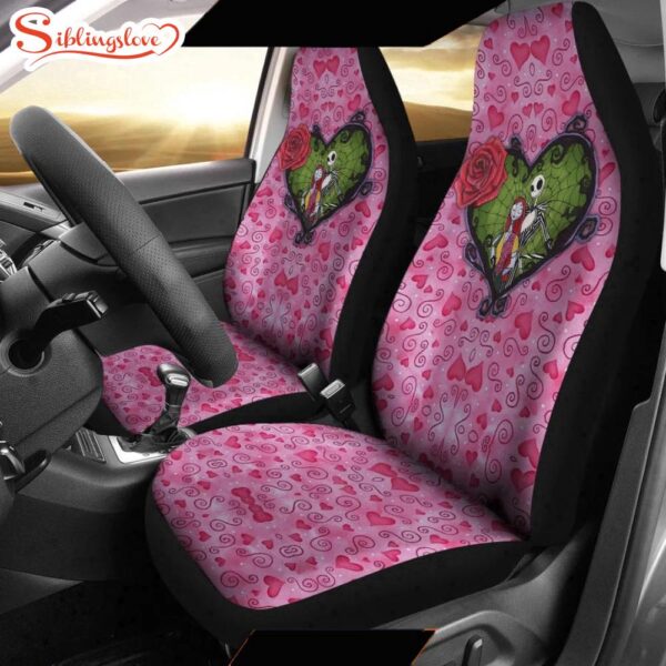 Jack And Sally Valentine Nightmare Before Christmas  Cartoon Seat Cover Car Decor ers For Fans