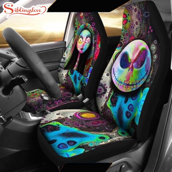 Jack & Sally  Cartoon Seat Cover Car Decor ers Disney Cartoon Car De