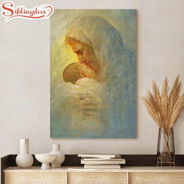 Jesus And A Child Picture Abba Canvas Wall Art