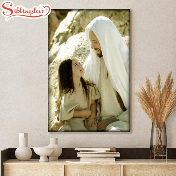 Jesus And A Child Picture As A Little Child Canvas Wall Art