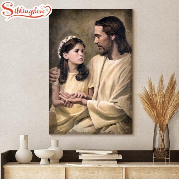 Jesus And A Child Picture In His Hands Canvas Wall Art