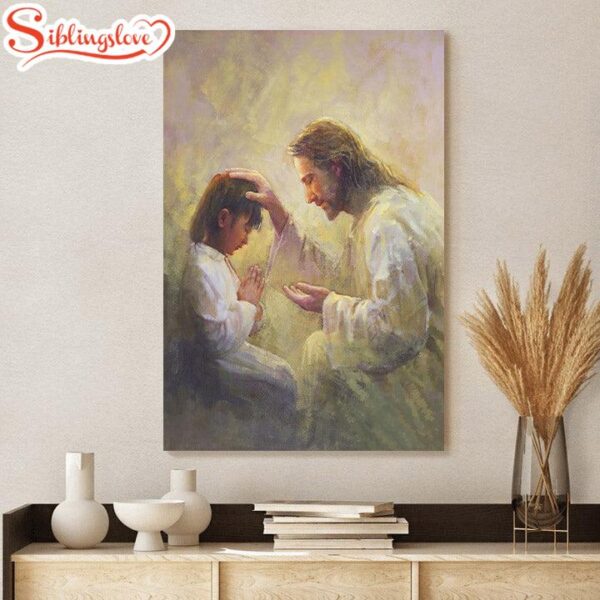 Jesus And A Child Picture Prayer Of Love Canvas Wall Art