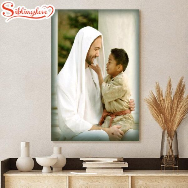 Jesus And A Child Picture The Love Of A Child Canvas Wall Art