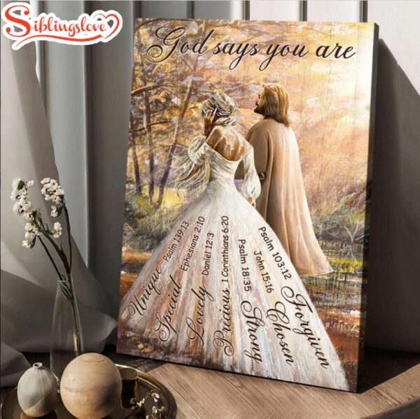 Jesus And Beautiful Girl Walking With Jesus God Says You Are Canvas Posters