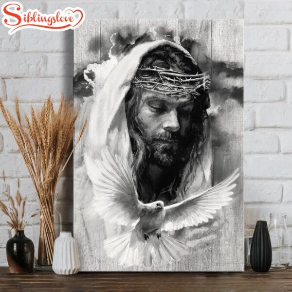 Jesus And Dove Black And White Canvas Posters