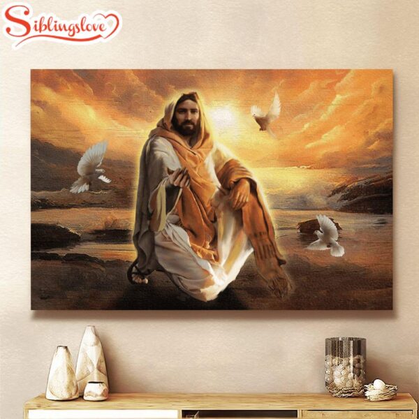 Jesus And Dove Give Me Your Hand Canvas Wall Art