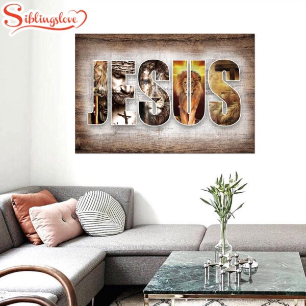 Jesus And Lion Canvas Wall Art