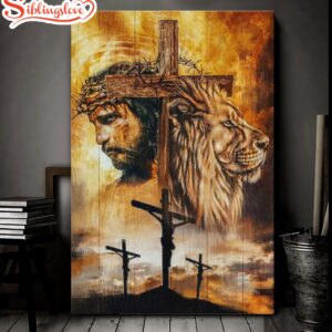 Jesus And Lion Cross Design…