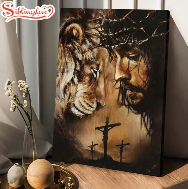 Jesus And Lion Face To Face Canvas Posters