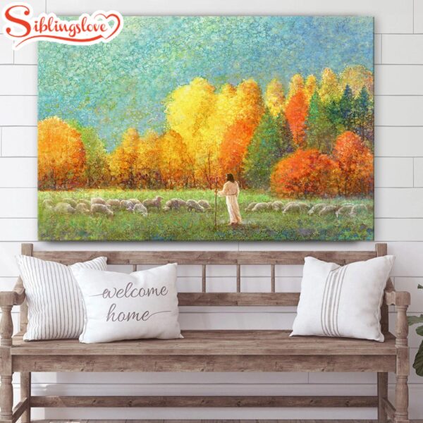 Jesus And The Lamb Picture Changing Seasons Canvas Wall Art