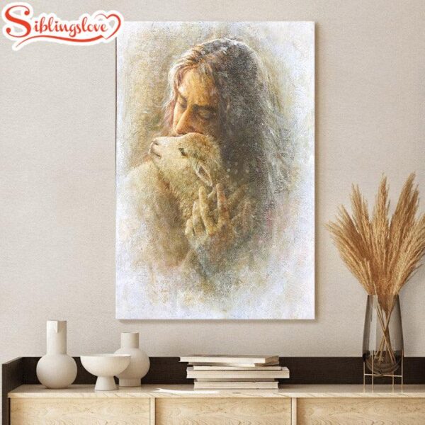 Jesus And The Lamb Picture Comfort Eternal Portrait Canvas Wall Art