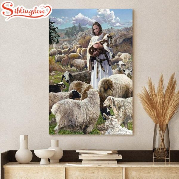 Jesus And The Lamb Picture Finding The One Portrait Canvas Wall Art