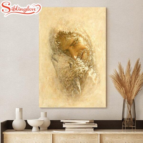 Jesus And The Lamb Picture Found Portrait Canvas Wall Art