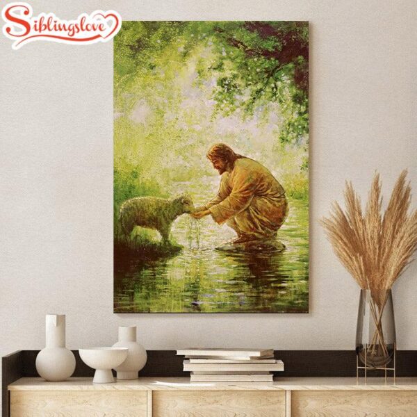 Jesus And The Lamb Picture Gentle Shepherd Portrait Canvas Wall Art