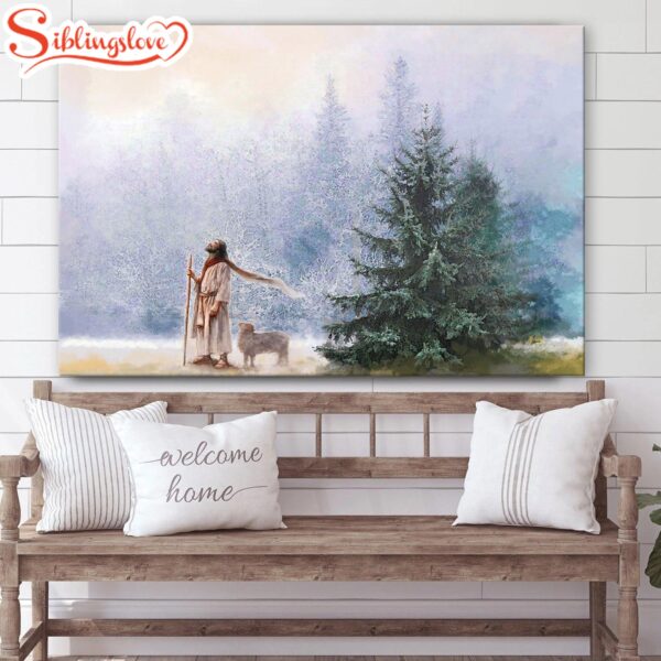 Jesus And The Lamb Picture Heavenward Canvas Wall Art