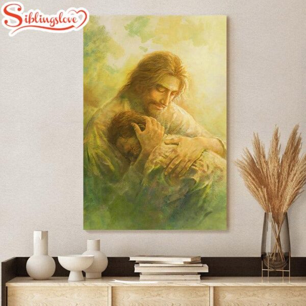 Jesus And The Lamb Picture I Will Give You Rest Portrait Canvas Wall Art