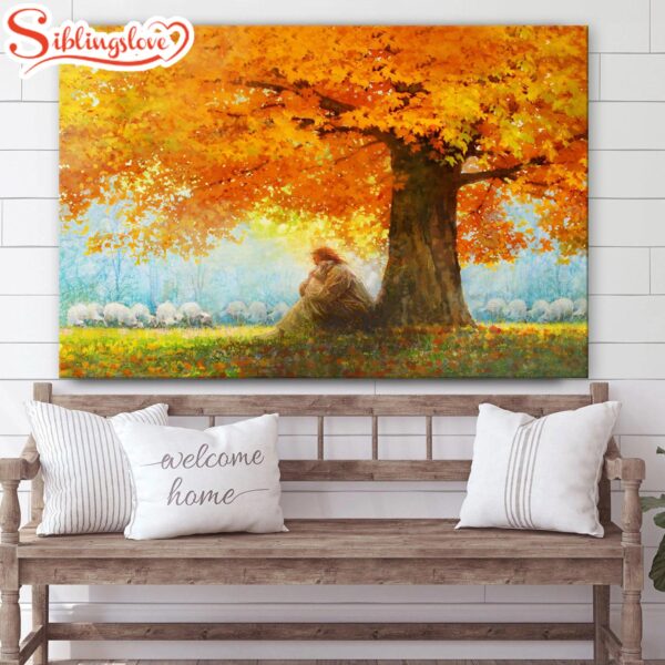 Jesus And The Lamb Picture In His Arms Canvas Wall Art