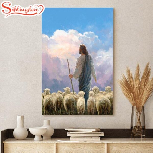 Jesus And The Lamb Picture In His Keeping Portrait Canvas Wall Art