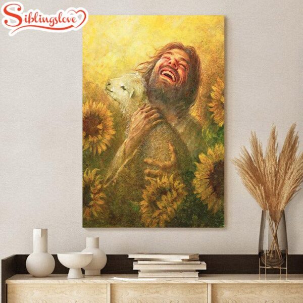 Jesus And The Lamb Picture Jesus And The Lamb Picture Seeds Of Joy Portrait Canvas Wall Art