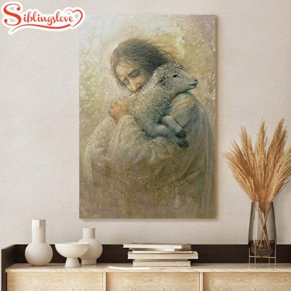 Jesus And The Lamb Picture Jesus And The Lamb Picture The Shepherd’s Care Portrait Canvas Wall Art