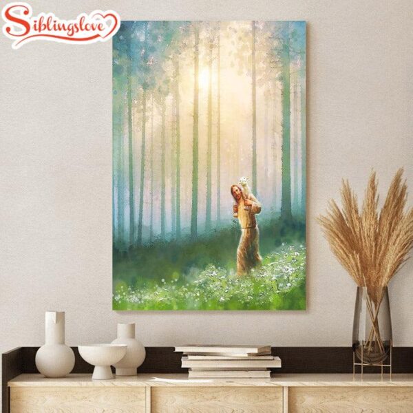 Jesus And The Lamb Picture Jesus And The Lamb Picture Upon His Shoulders Portrait Canvas Wall Art