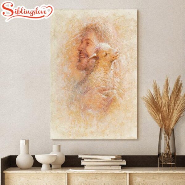 Jesus And The Lamb Picture Little Lamb Portrait Canvas Wall Art