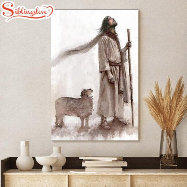 Jesus And The Lamb Picture Look To Him Portrait Canvas Wall Art