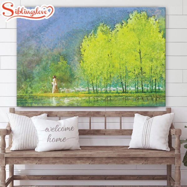 Jesus And The Lamb Picture Moment Of Peace Canvas Wall Art