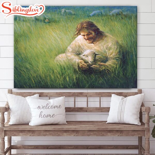 Jesus And The Lamb Picture Not One Is Forgotten Canvas Wall Art