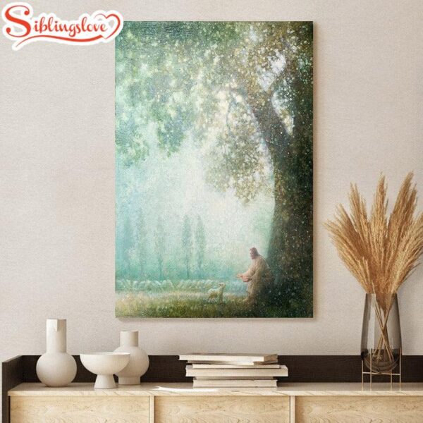 Jesus And The Lamb Picture One By One (2) Portrait Canvas Wall Art