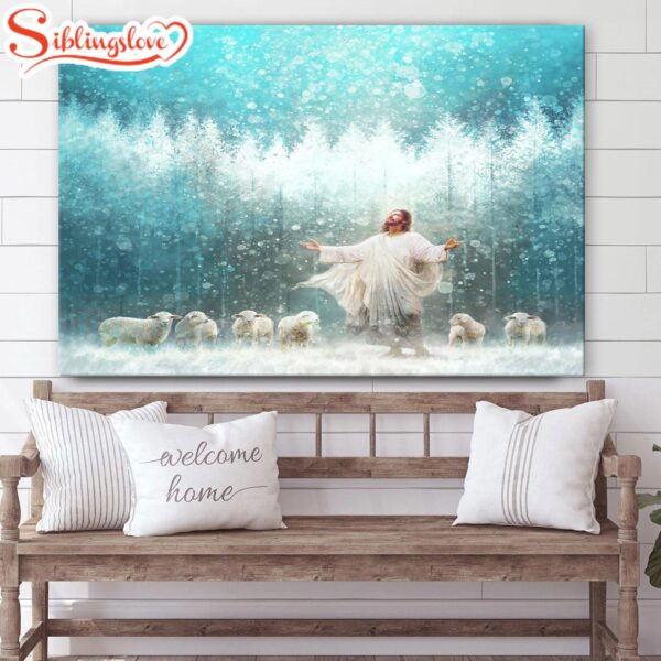 Jesus And The Lamb Picture Radiance Canvas Wall Art