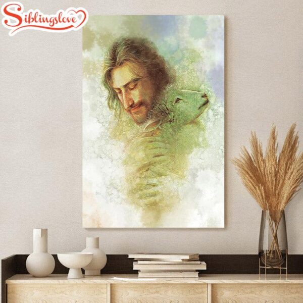 Jesus And The Lamb Picture Rejoice Portrait Canvas Wall Art