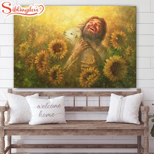 Jesus And The Lamb Picture Seeds Of Joy (2) Canvas Wall Art