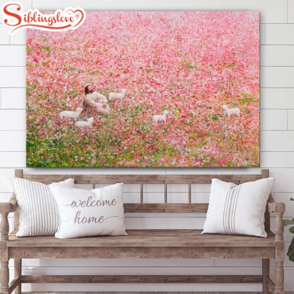 Jesus And The Lamb Picture Shepherd’s Rest Canvas Wall Art