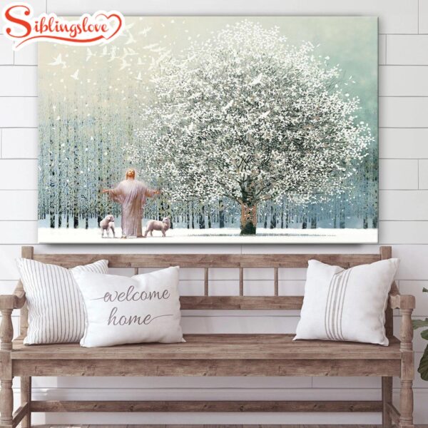 Jesus And The Lamb Picture Solitude Canvas Wall Art