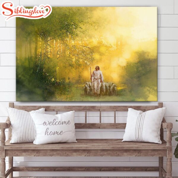 Jesus And The Lamb Picture The Lord Is My Shepherd Canvas Wall Art