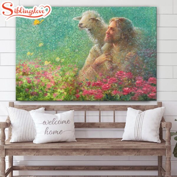 Jesus And The Lamb Picture With The Lord Canvas Wall Art