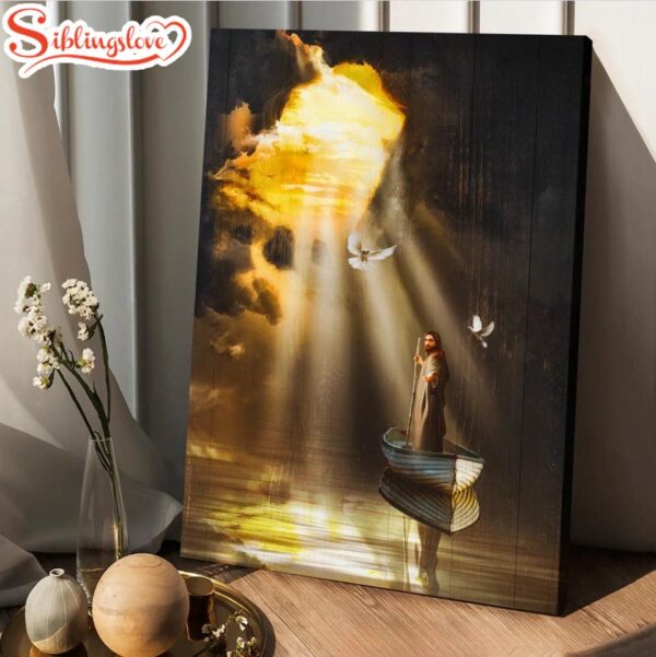 Jesus Boat Dove Light From Heaven Canvas Posters