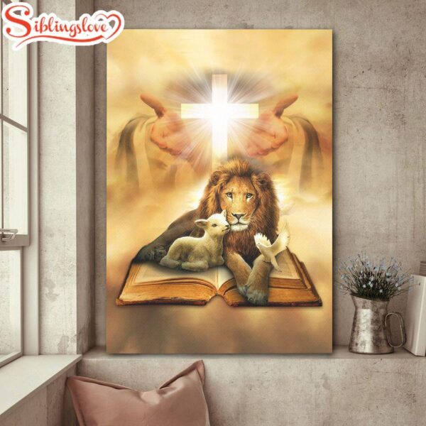 Jesus Cross Lion Of Judah Lamb Of God Dove Of Peace Canvas Posters