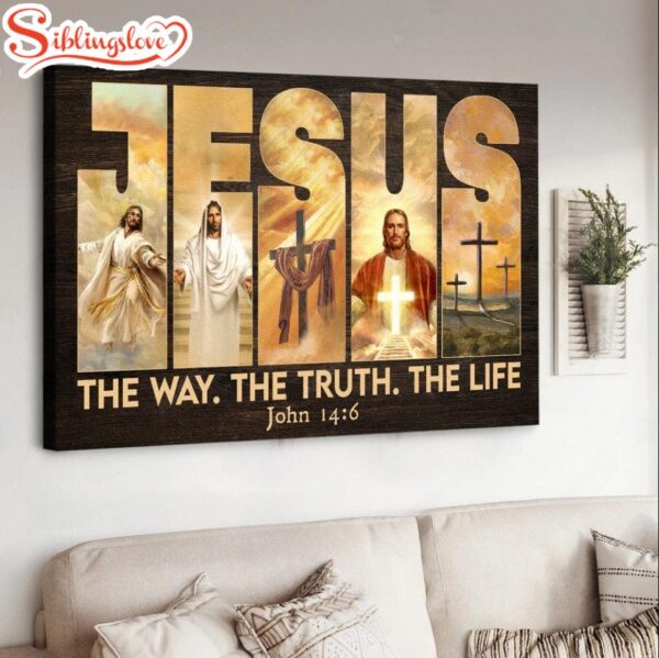 Jesus Cross The Way The Truth The Life Canvas Wall Art