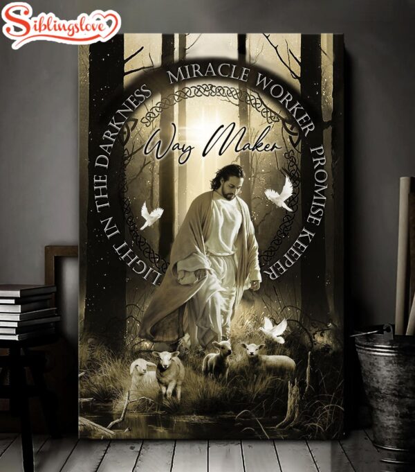 Jesus Doves Lambs Miracle Worker Light In The Darkness Canvas Posters