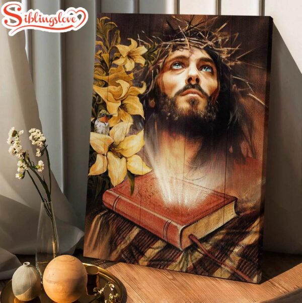 Jesus Drawing Yellow Lily Bible Canvas Posters