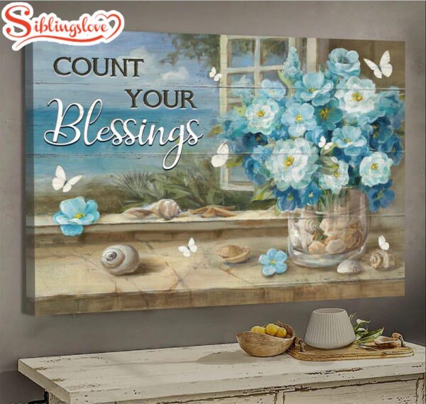 Jesus Flower Bouquet Count Your Blessings Canvas Wall Art