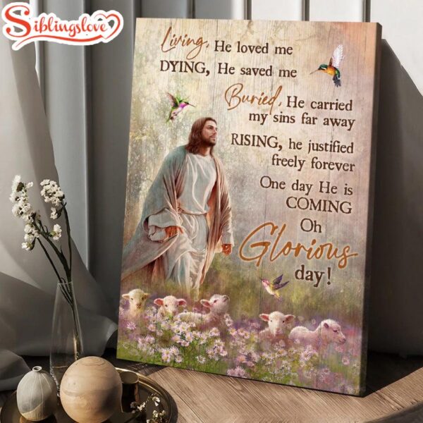 Jesus Flower Field Lambs Of God He Loved Me He Saved Me Canvas Posters