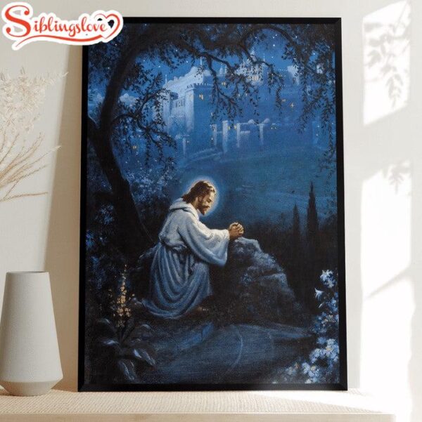 Jesus In The Blue Dark Canvas Posters