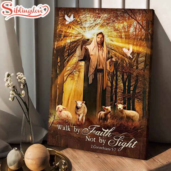 Jesus Lamb Of God Autumn Forest Walk By Faith Not By Sight Canvas Posters