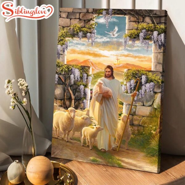 Jesus Lambs Of God Purple Wisteria Heaven Sky Canvas Posters